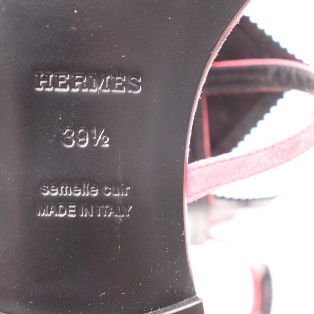 Hermes Paris Women's Eu Size 39.5 Flat Pink Suede Sandals Buckle Italy - Picture 3 of 10
